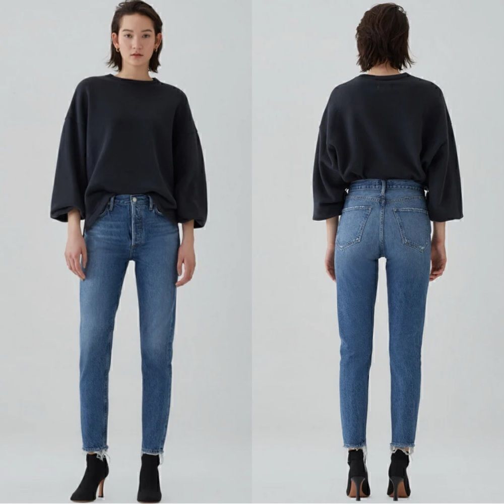 Agolde Jamie Blue Jeans Crop High Rise Straight Leg Size 24